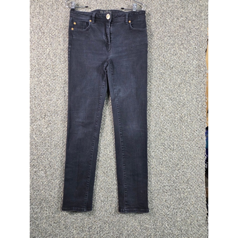 Versace Jeans Women‎ Size 28 Black Slim High Rise Medusa Gold Button A89551S